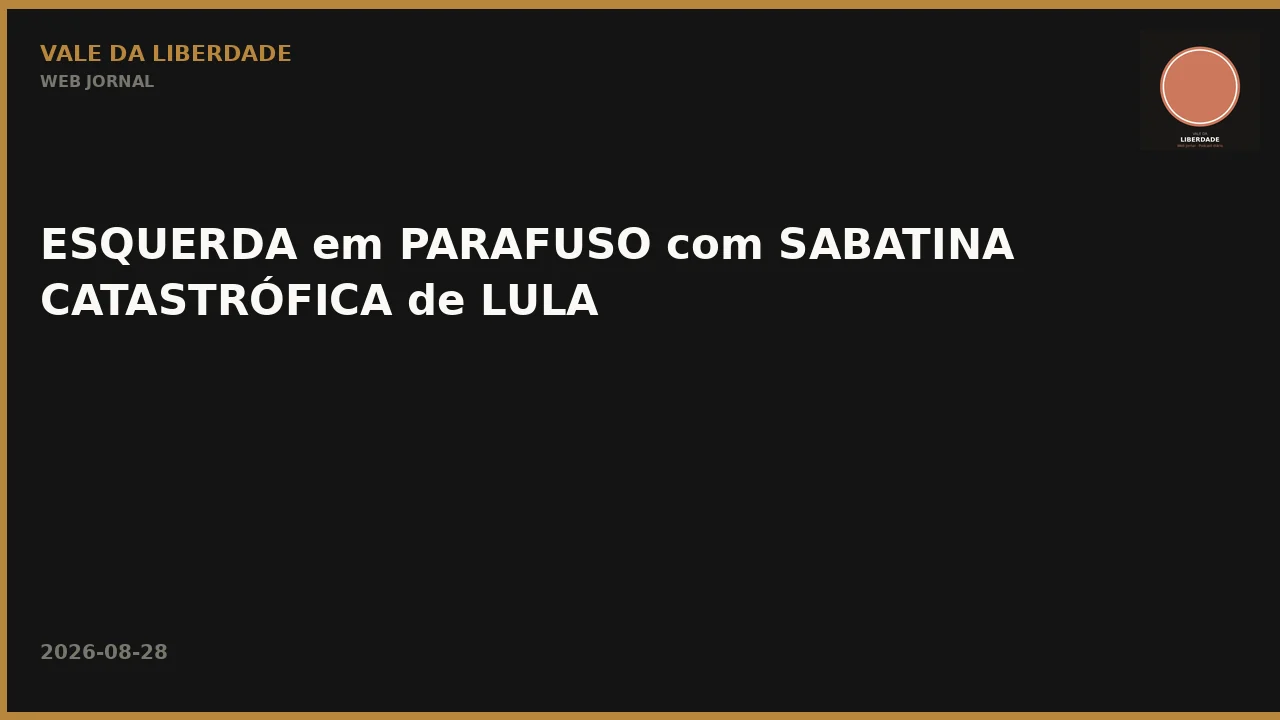 ESQUERDA em PARAFUSO com SABATINA CATASTRÓFICA de LULA