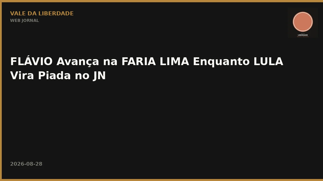 FLÁVIO Avança na FARIA LIMA Enquanto LULA Vira Piada no JN